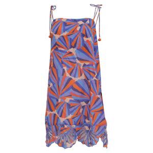 Farm Rio Printed Tie-Strap Mini Dress in Multicolor Cotton